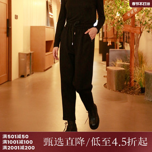 西町村屋休闲风裤子女装冬季新款简约感宽松系带哈伦裤AD8301002