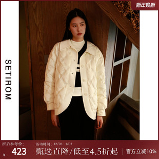 领双面呢拼接90绒外搭AD8205025 简约衬衫 西町村屋羽绒服女装 冬季