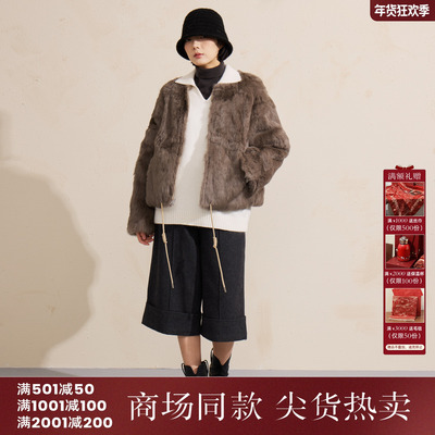 西町村屋休闲感两面穿派克服女装2025冬季新款皮草外套XHAD10956