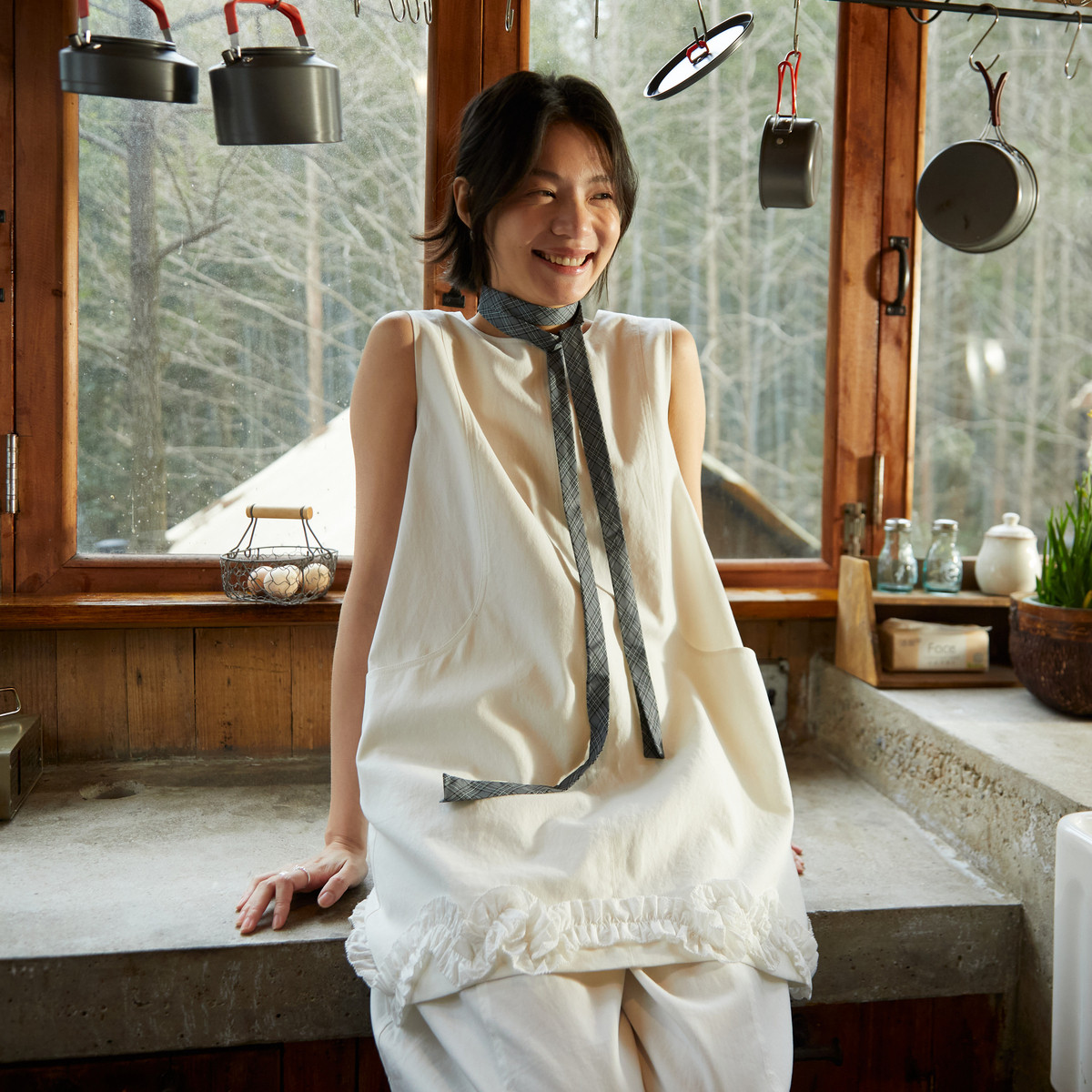 西町村屋韩系无袖连衣裙女装2026夏季新款简约风OP短裙XHBB10781 - 实物图