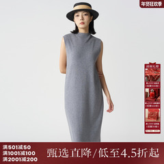 西町村屋气质无袖简约连衣裙女装秋季新款休闲中领裙子XH9C10182