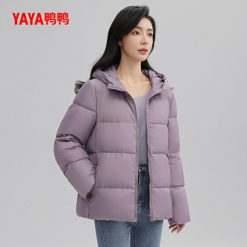 鸭鸭韩版2025年冬季新款羽绒服女短款轻薄连帽面包服休闲百搭宽松
