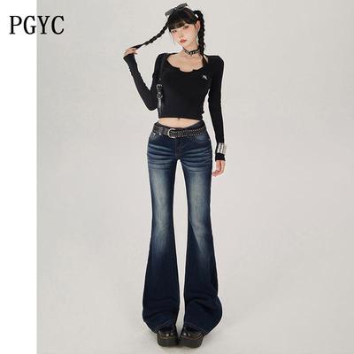 美式怀旧微喇牛仔裤女2025春夏新款辣妹低腰显瘦百搭弹力喇叭裤子