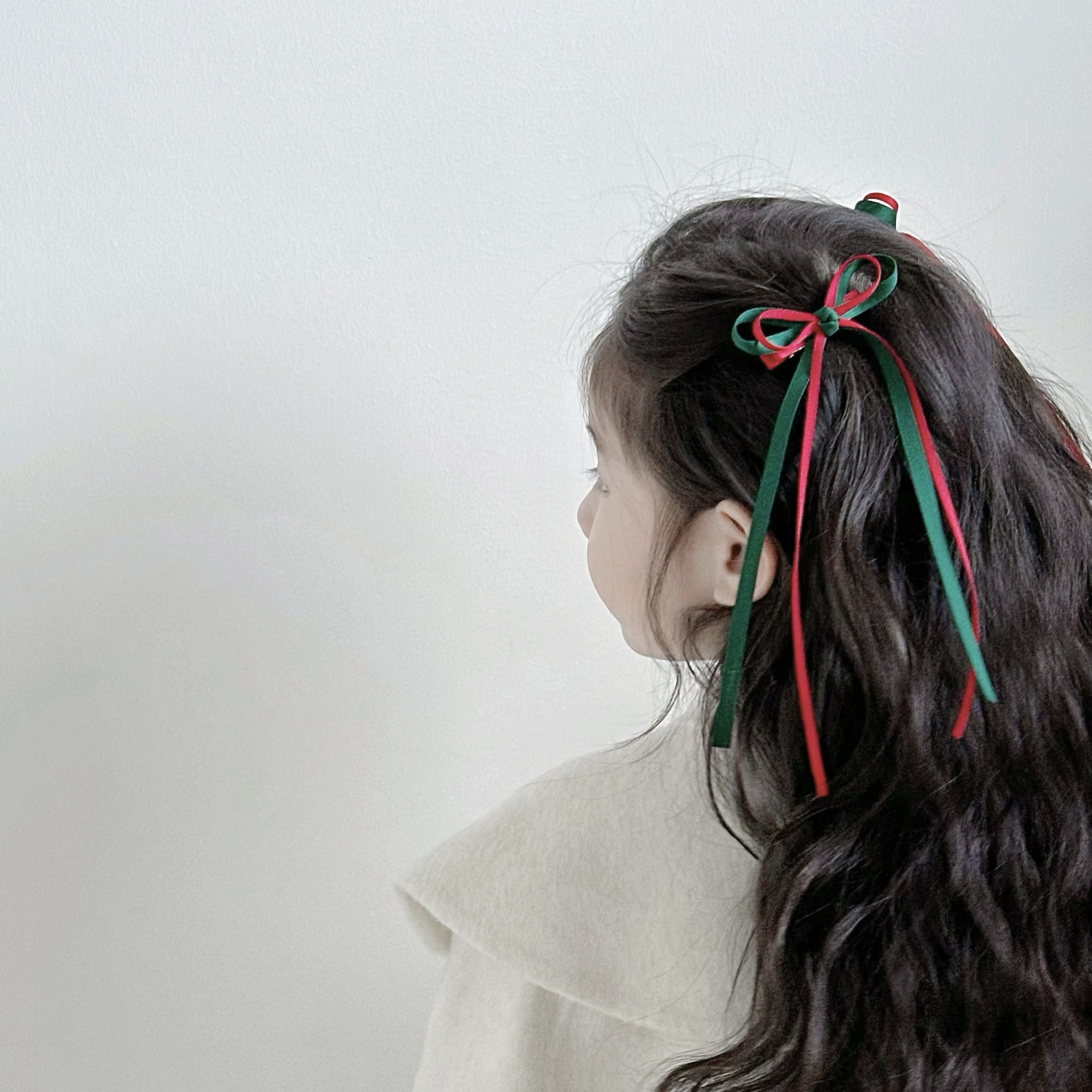 儿童圣诞节日发饰红绿蝴蝶结