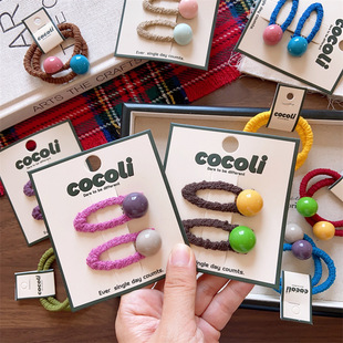 糖豆BB夹大号发圈韩国东大门新款初秋色系可爱滴油亮面豆侧边夹