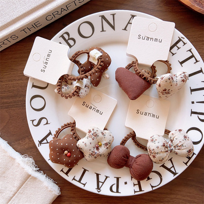 韩系几何爱心兔子发绳碎花蝴蝶结