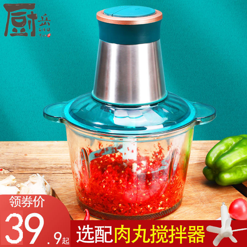 厨岳绞肉机家用电动小型多功能打肉馅神器蒜蓉碎菜搅拌辅食料理机