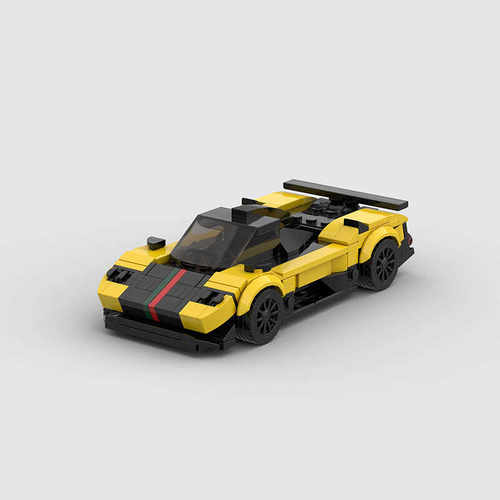 国产小颗粒塑料拼装积木帕加尼zonda cinque超跑模型儿童益智玩具