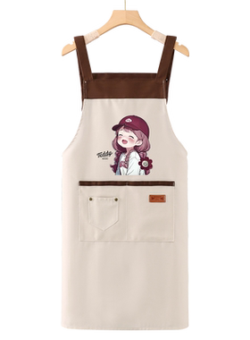 纯棉帆布可定制印字围裙工作服女