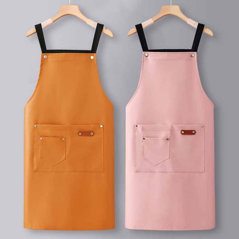 PU皮围裙防水防油工作服女