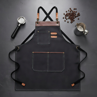 咖啡馆围裙厨房家用2025新款 餐饮上班专用工作服 定制logo印字四季