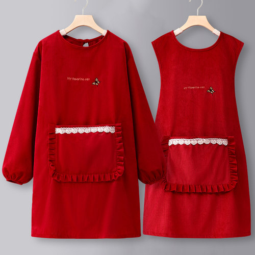 灯芯绒长罩衣时尚围裙