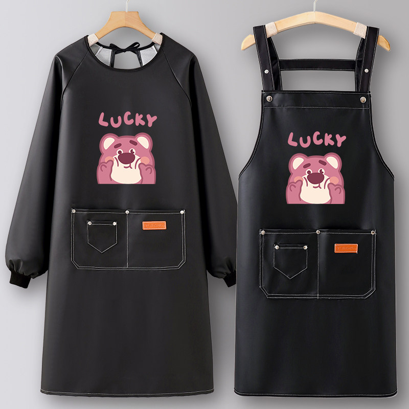 PU皮围裙厨房家用2026新款罩衣女上班专用做饭定制工作服防油防水