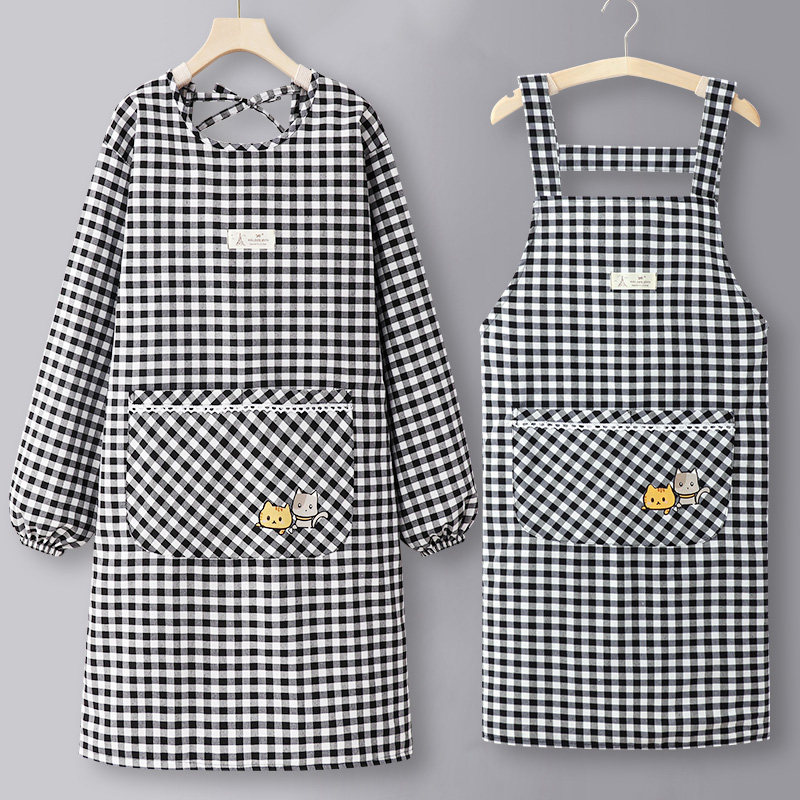 纯棉长袖防水围裙冬季新款罩衣