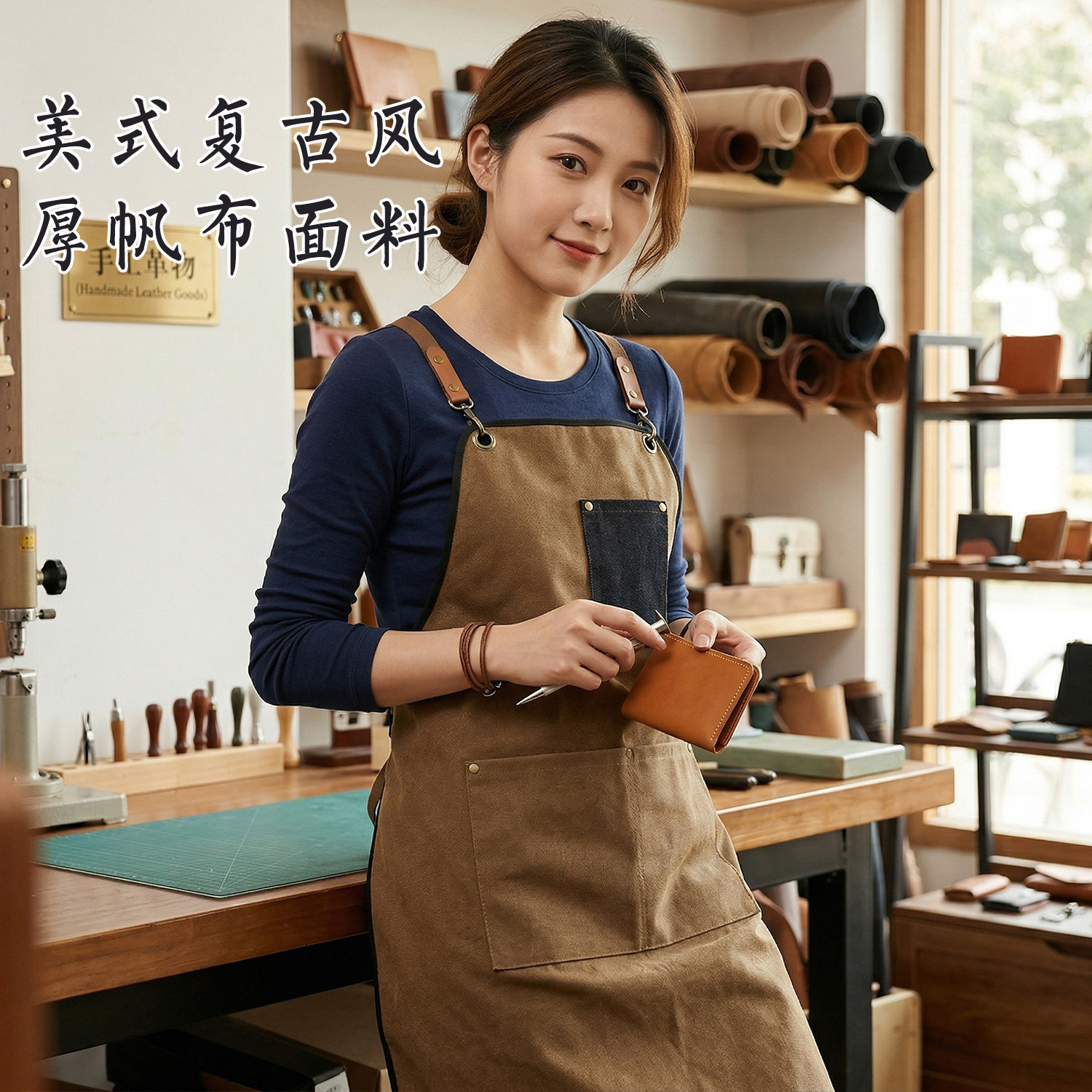皮具店餐饮围裙定制logo新款