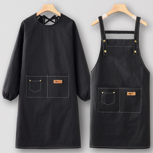 咖啡师围裙厨房家用工作服男园艺防水防油罩衣女新款定制logo印字
