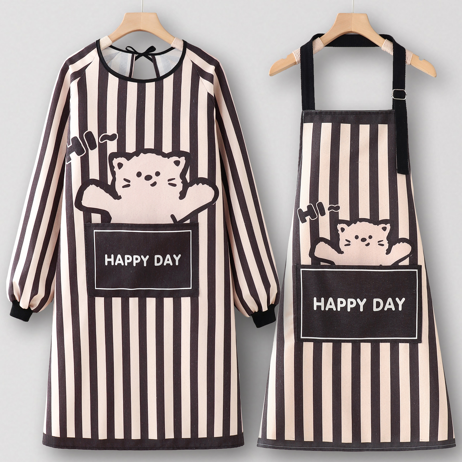 车间工厂耐磨围裙厨房家用大人长袖美甲上班专用工作服罩衣女新款