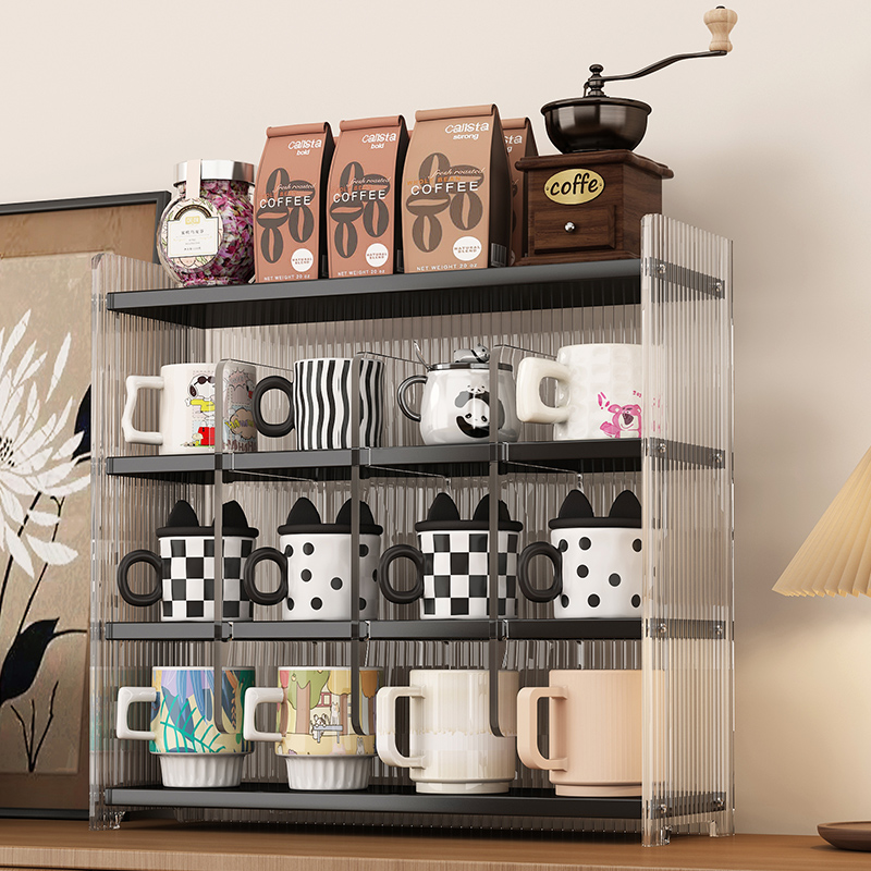 杯具茶杯置物架杯子专用收纳柜咖啡杯收纳层架咖啡角布置桌面防尘