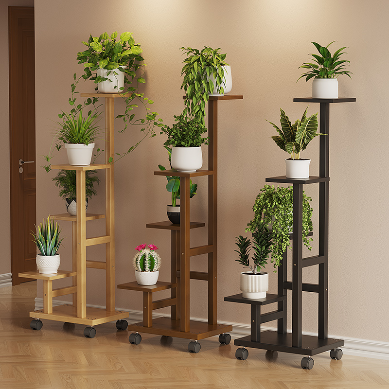 花架子客厅落地式阳台置物架花盆托架带轮移动植物摆放架户外庭院