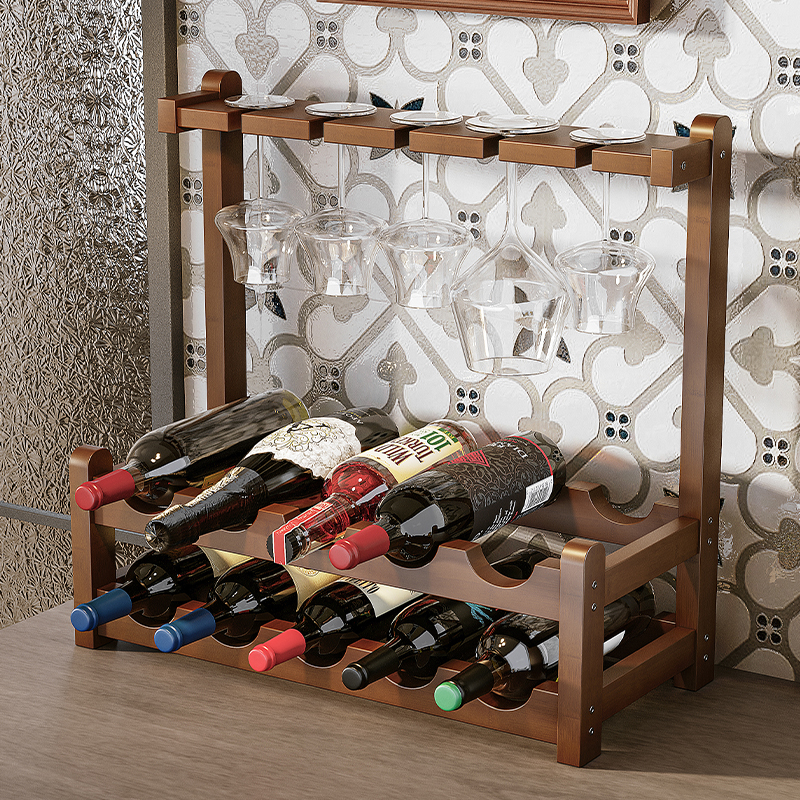 桌面餐厅置物架酒柜客厅格子多功能红酒架子展示架高脚杯葡萄酒架