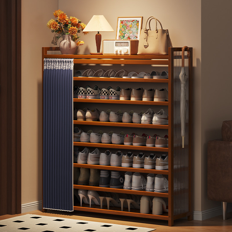鞋架多层家用门口中古风出租房用小窄不占地方带门鞋柜防尘收纳柜,收纳整理,鞋子收纳架,淘宝优惠券,粉丝福利购,淘宝优惠卷