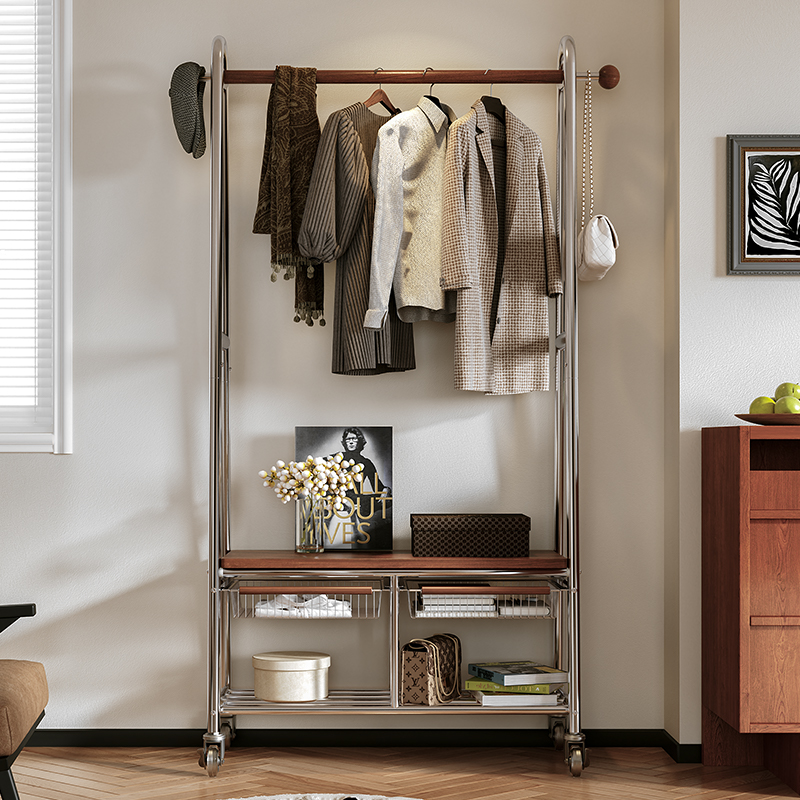 竹中生智金属碳钢衣帽架中古风