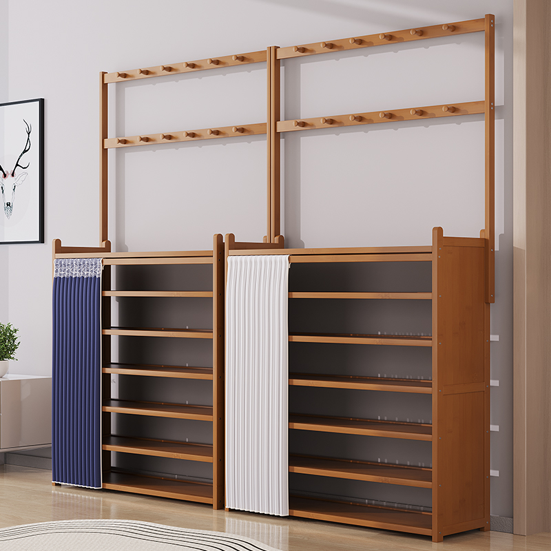 鞋架多层家用门口出租房用置物架防尘简易鞋柜2025新款衣帽架一体
