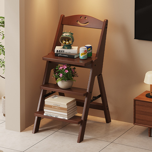 家用登高梯子可折叠梯凳人字梯三步阶梯凳带靠背椅晾衣架两用梯子