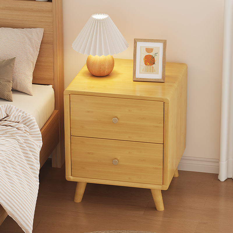 家用卧室床边床头柜带抽简约新款2025床头竹置物架极窄边柜高级感