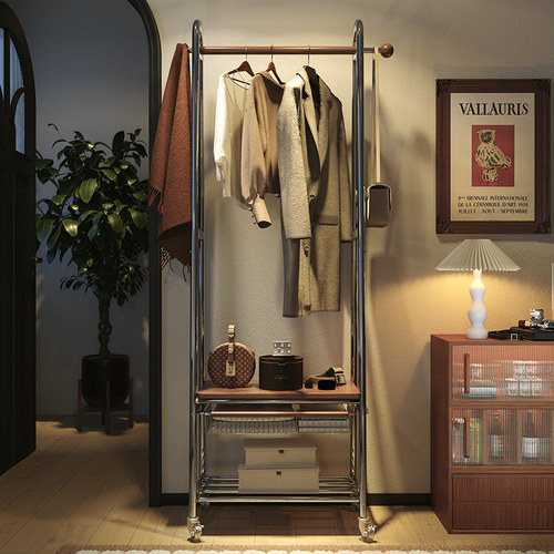 竹中生智金属碳钢衣帽架中古风