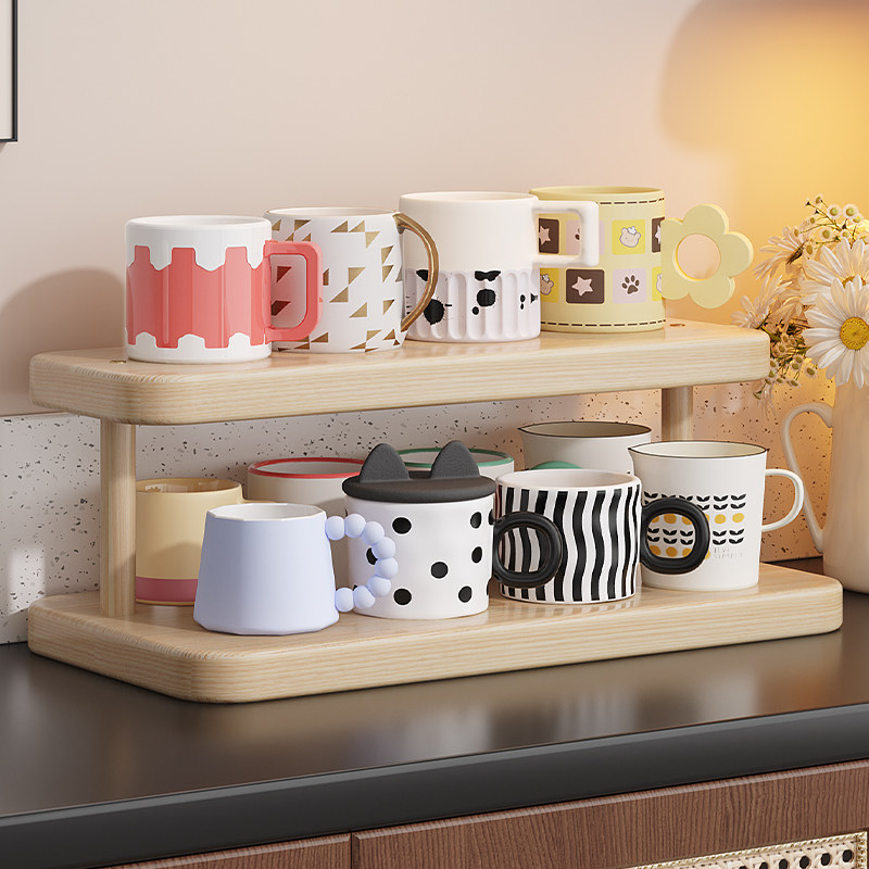 创意桌面小型杯架实木简约放杯子神器茶杯咖啡杯收纳架桌上置物架