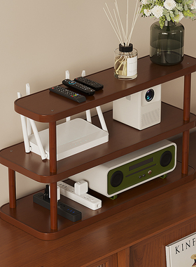 电视机机顶盒置物架办公室放路由器插排收纳架子托架免打孔多层架