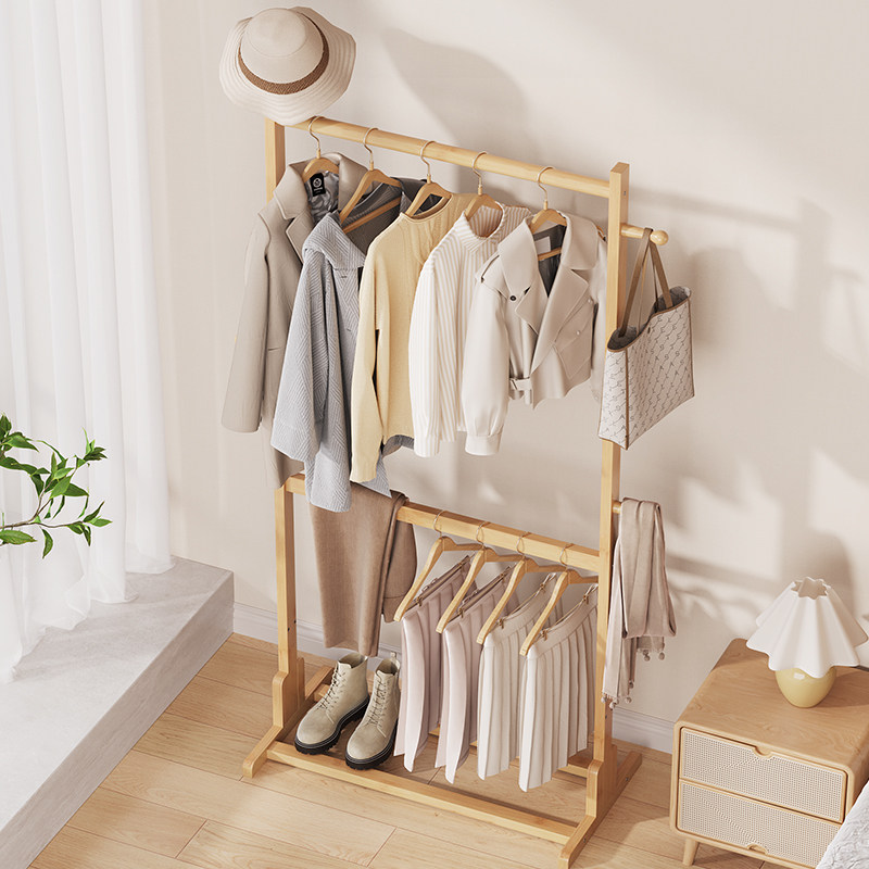 服装店衣架实木童装家用挂衣租房用简约落地多功能收纳衣帽架置物,收纳整理,木质衣架,淘宝优惠券,粉丝福利购,淘宝优惠卷