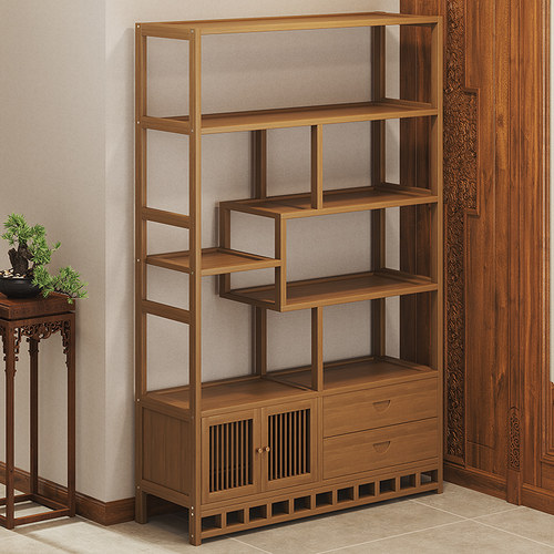 新中式博古架置物茶叶茶桌摆件非实木多层展示柜书架子多宝阁茶具