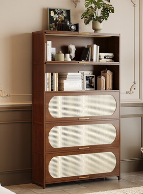 多层转角书架落地置物柜客厅书柜储物柜中古飘窗收纳展示柜餐边柜