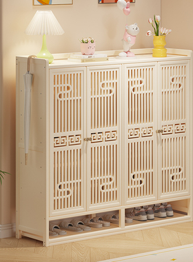 家用门口鞋架入户白色多层带门鞋架2025新款鞋柜小户型靠墙收纳柜