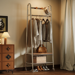 卧室移动衣帽架中古风加厚挂衣架落地房间床头放衣服小型新款 2025