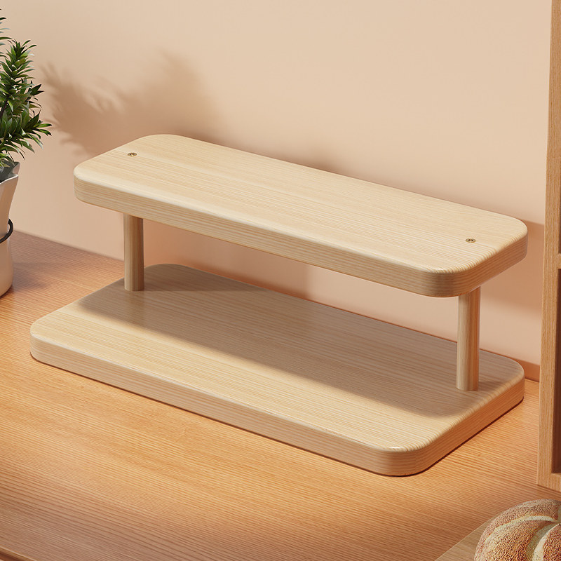 实木杯架置物架家用桌面多层台面收纳架办公桌面小型茶杯茶具架子