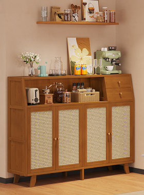 厨房餐边柜复古边柜客厅置物柜落地橱柜咖啡靠墙一体储物柜茶水柜