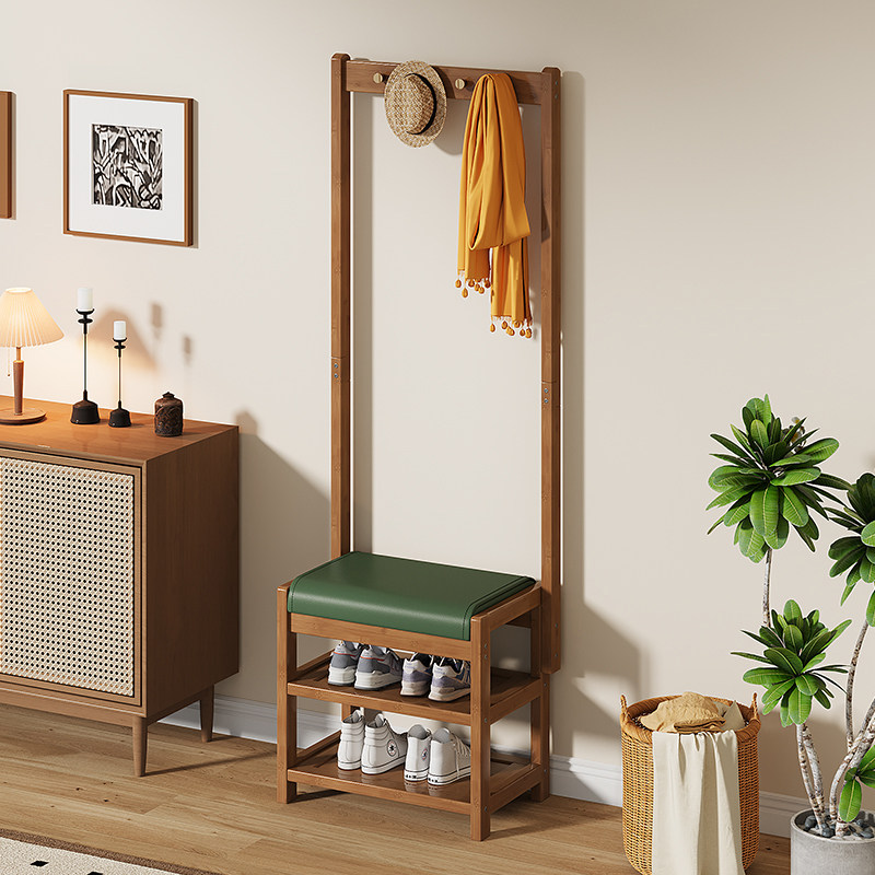 落地挂衣架鞋架一体靠墙家用