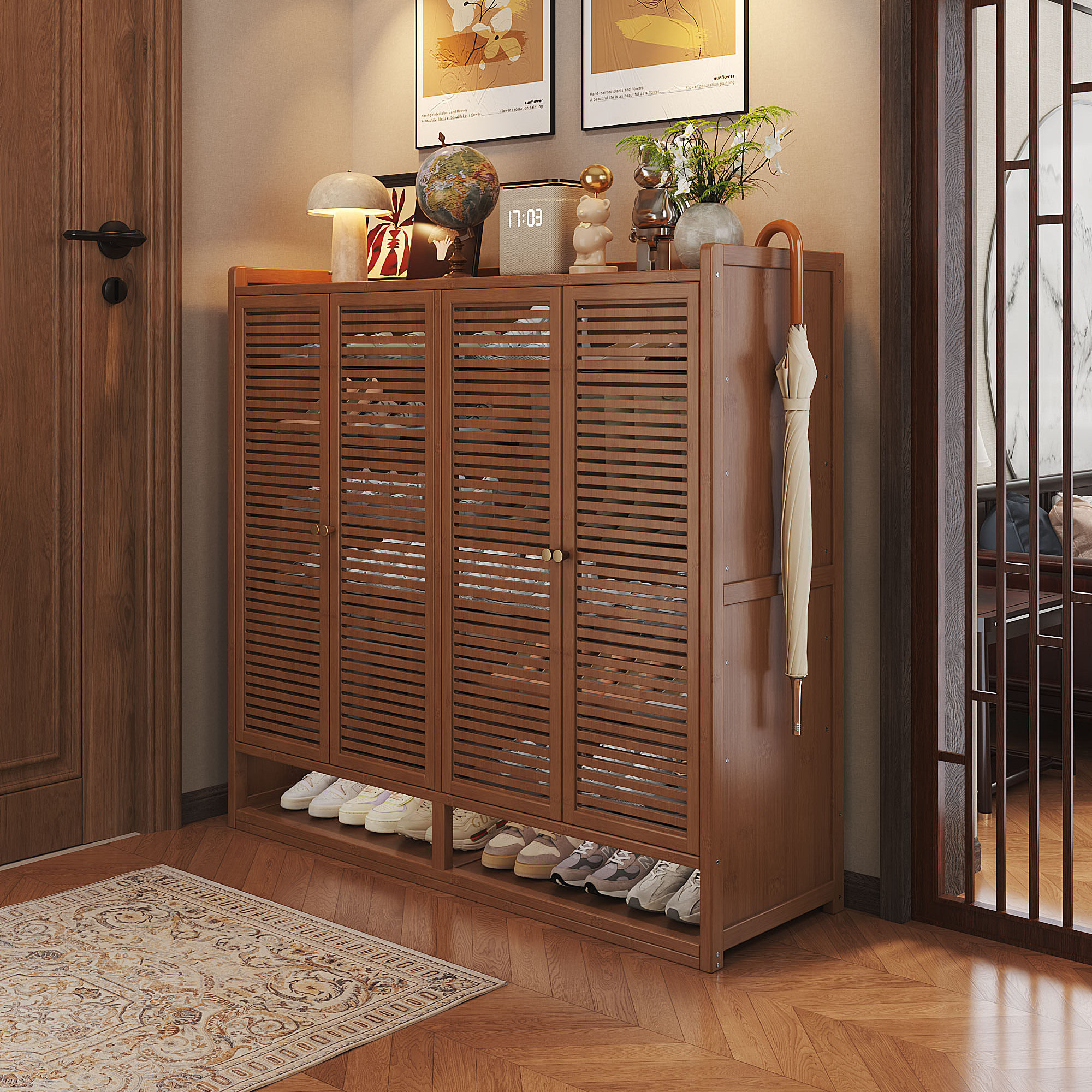 鞋架子家用门口多层结实耐用简易防尘带门鞋柜中古风宿舍出租屋用,住宅家具,鞋架,淘宝优惠券,粉丝福利购,淘宝优惠卷