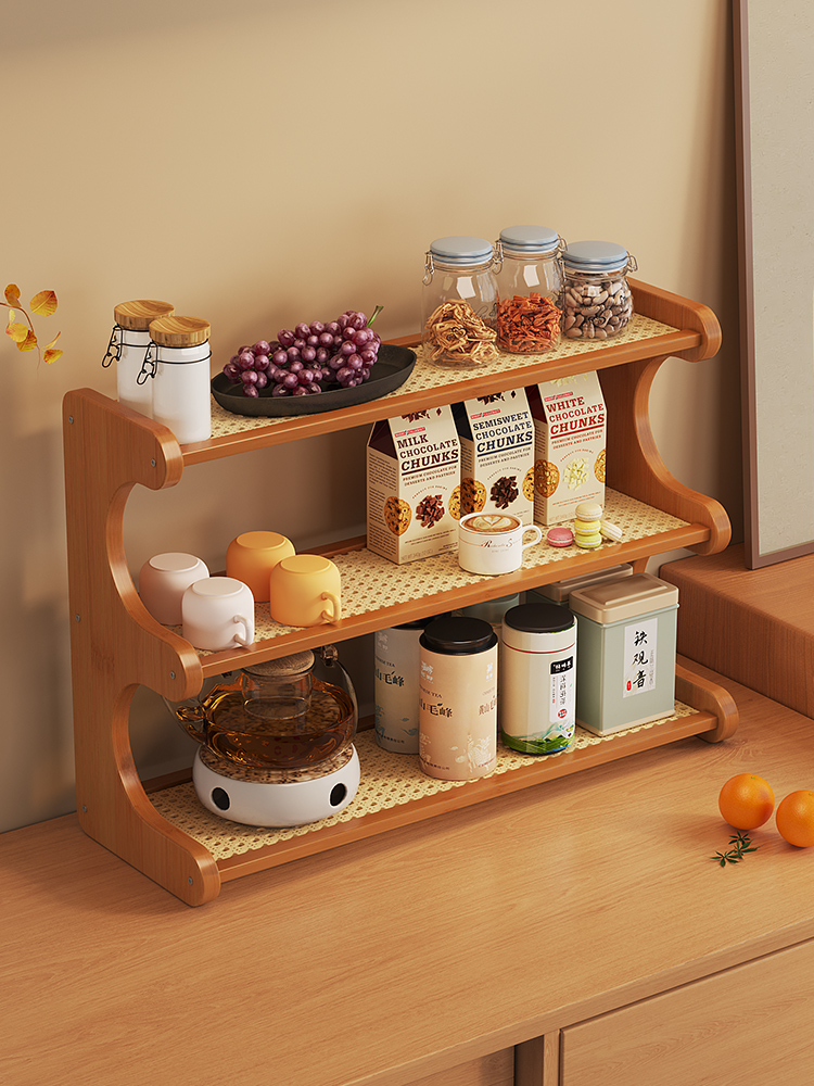 桌面杯子收纳置物架多层沥水阶梯杯架台面小型中古风家用茶台覆古