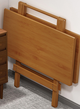 可折叠桌子四方餐桌小户型吃饭桌正方形麻将家用便携户外竹木收纳