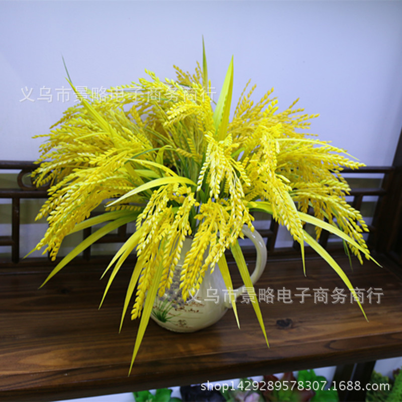 新品上市仿真稻谷金黄色稻子稻花香美景装饰农家乐摄影道具超逼真