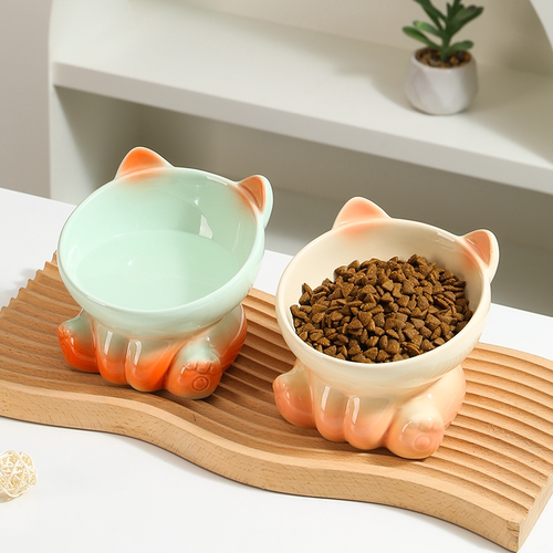 渐变猫碗陶瓷可爱护颈保护颈椎