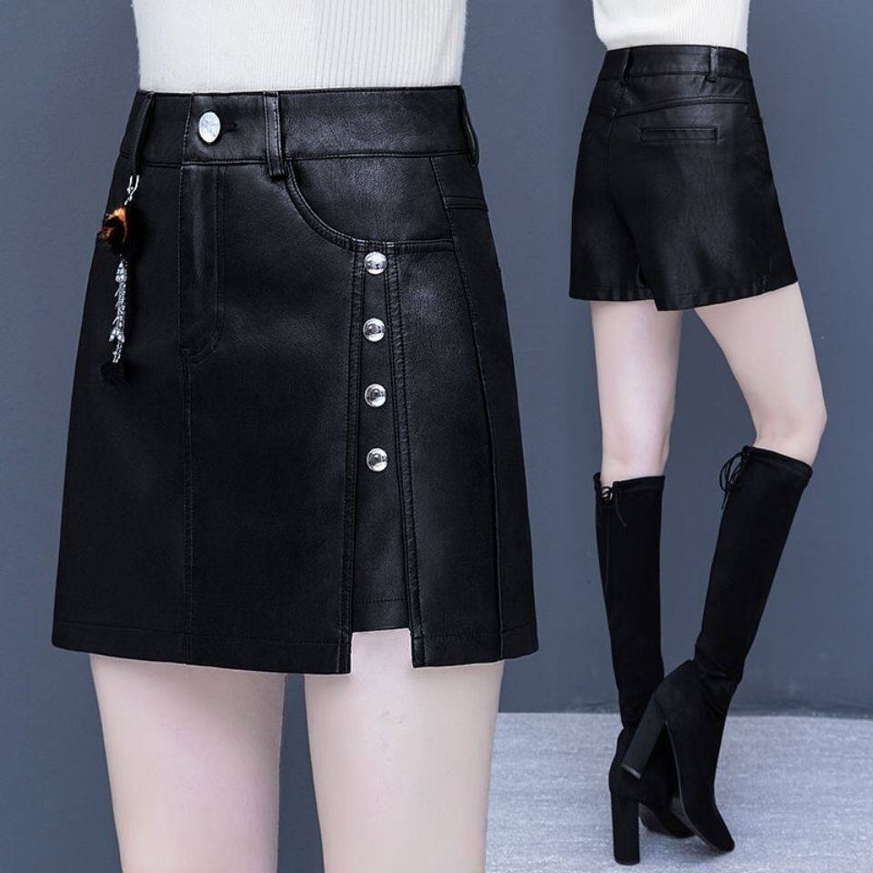 2021秋冬新款a字裙时尚半身裙包臀裤裙显瘦短裙子潮高腰皮裤裙子