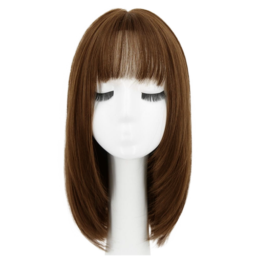 假发女长发直发锁骨头套式仿真人发丝自然圆脸中长发全头套假发套