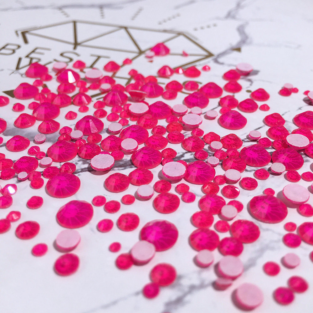 DANA网红荧光玫红圆形烫钻美甲钻饰品不掉底胶底超闪混装玻璃钻饰,彩妆/香水/美妆工具,美甲工具,淘宝优惠券,粉丝福利购,淘宝优惠卷