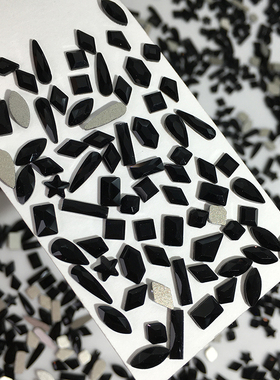 DANA网红爆款2件包邮平底异形美甲实黑色指尖钻饰品混装DIY钻30颗