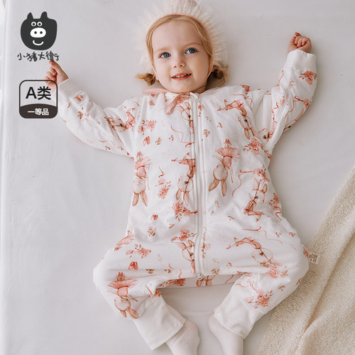 小猪大卫纯棉秋冬卡通印花睡袋